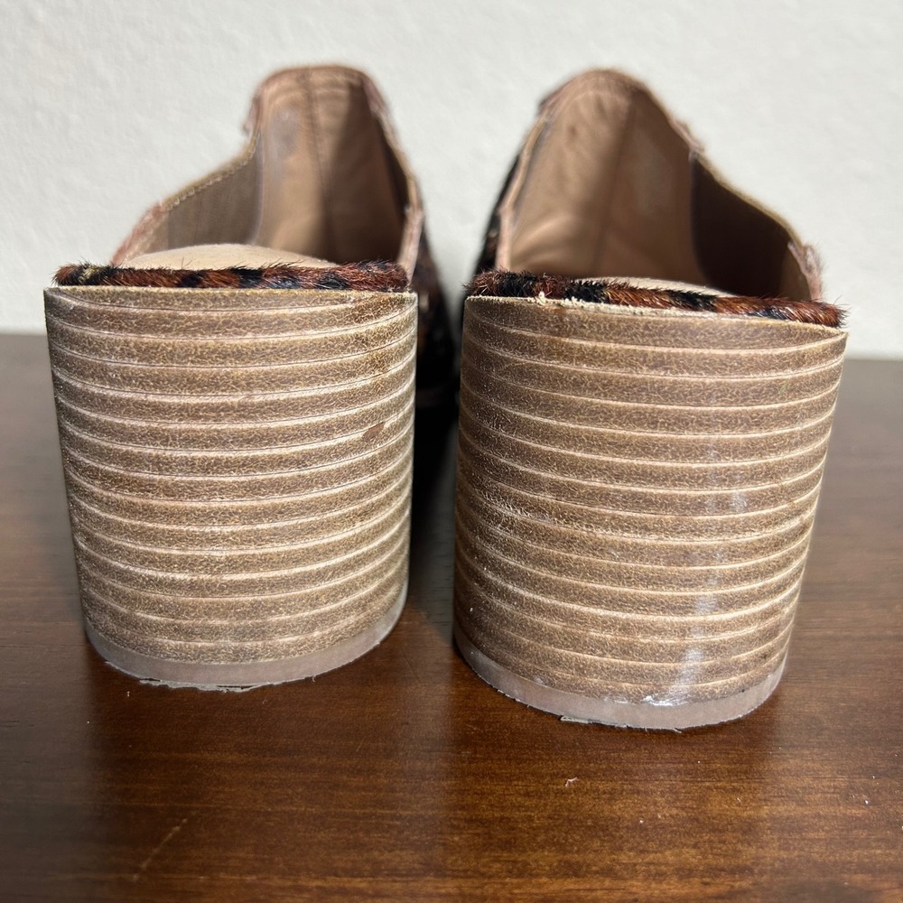 Madewell Shoes 9 Leopard Calf Hair Mules‎ Brown Animal Print Block Heel - Picture 4 of 10